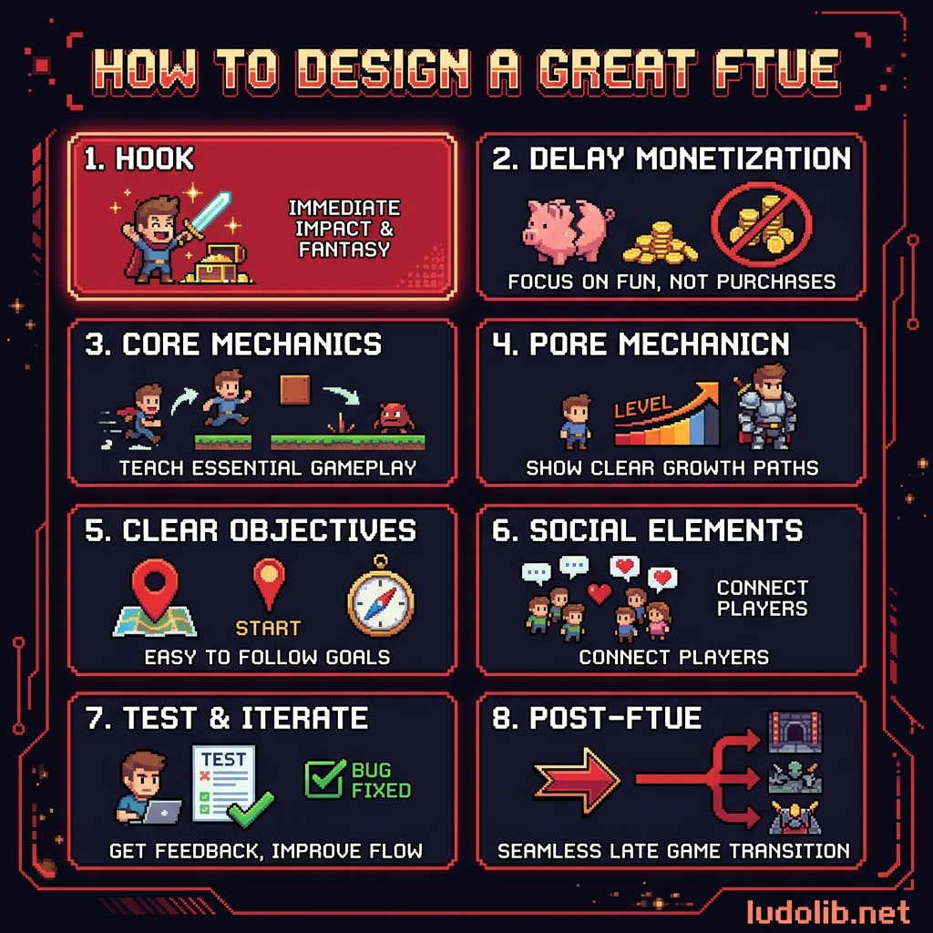 Diagram of the 8 core principles for designing a great FTUE