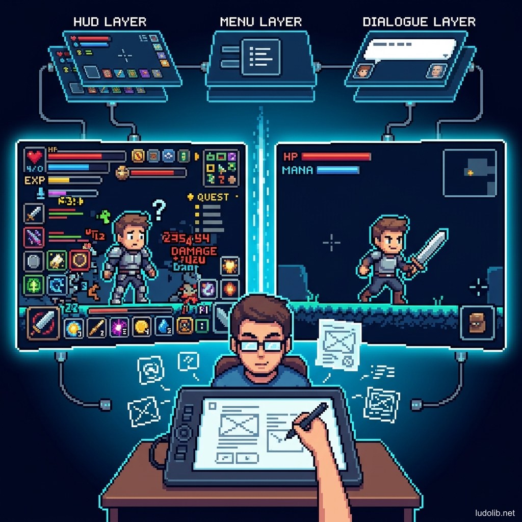 HUD interface illustration in an RPG game (AI Illustration)